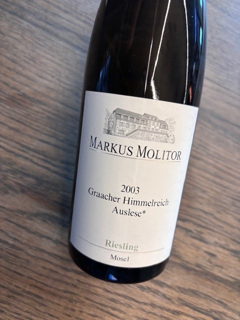 GRAACHER HIMMELREICH FEINHERB  AUSLESE EINSTERN 2003 GRUNE KAPSEL